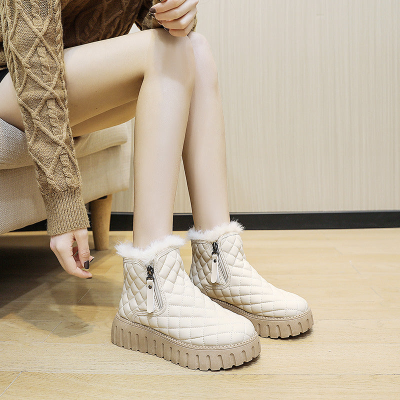 Sarah Express Quilted Plaid Platform Ankle Boots