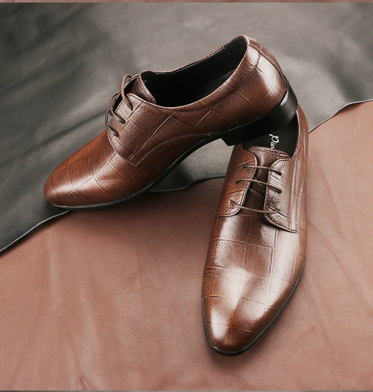 Sarah Express Men's Checkered Leather Derby Shoes