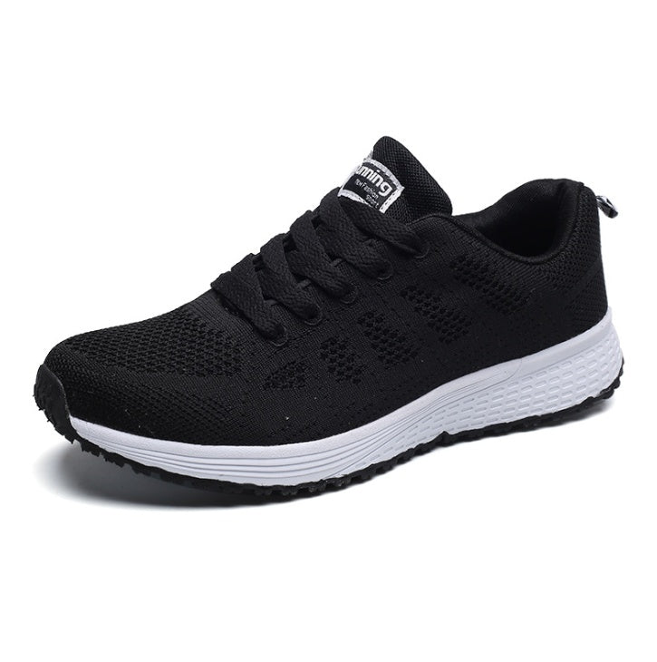Sarah Express Breathable Mesh Lace-Up Walking Sneakers Black