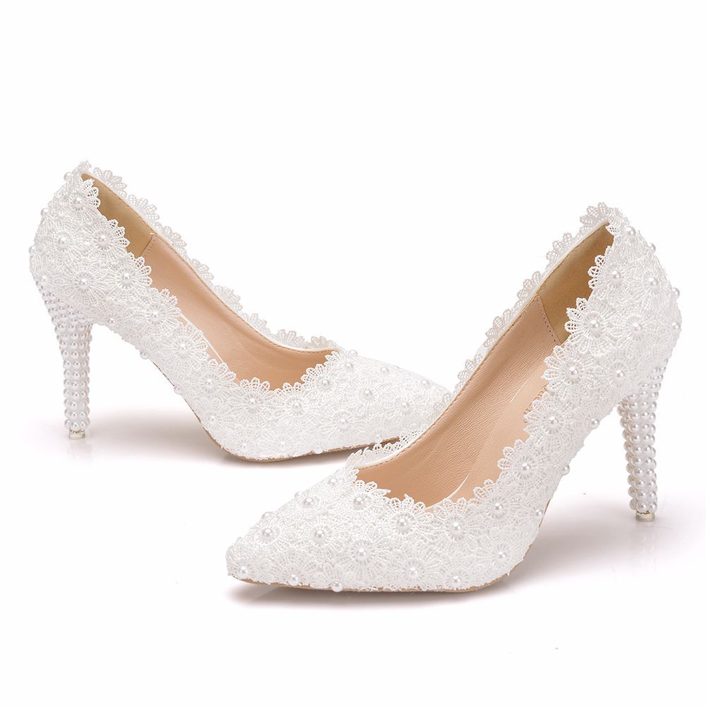 Sarah Express Pearl Lace Stiletto Wedding Heels