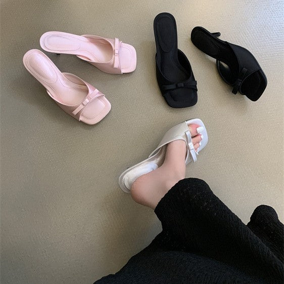 Sarah Express Bow-Tie Square-Toe Stiletto Sandals
