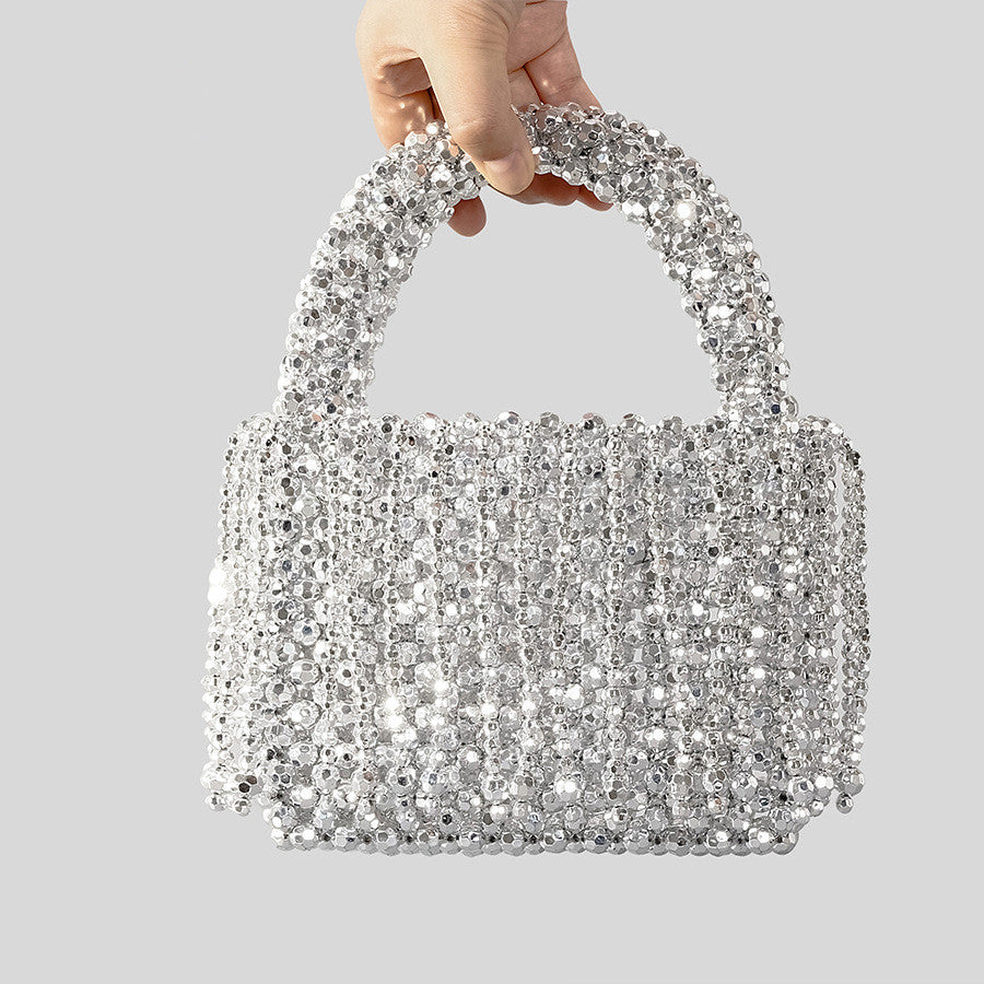 Sarah Express Beaded Acrylic Tassel Bucket Handbag