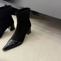 Sarah Express Chunky Heel Pointed Toe Ankle Boots Black