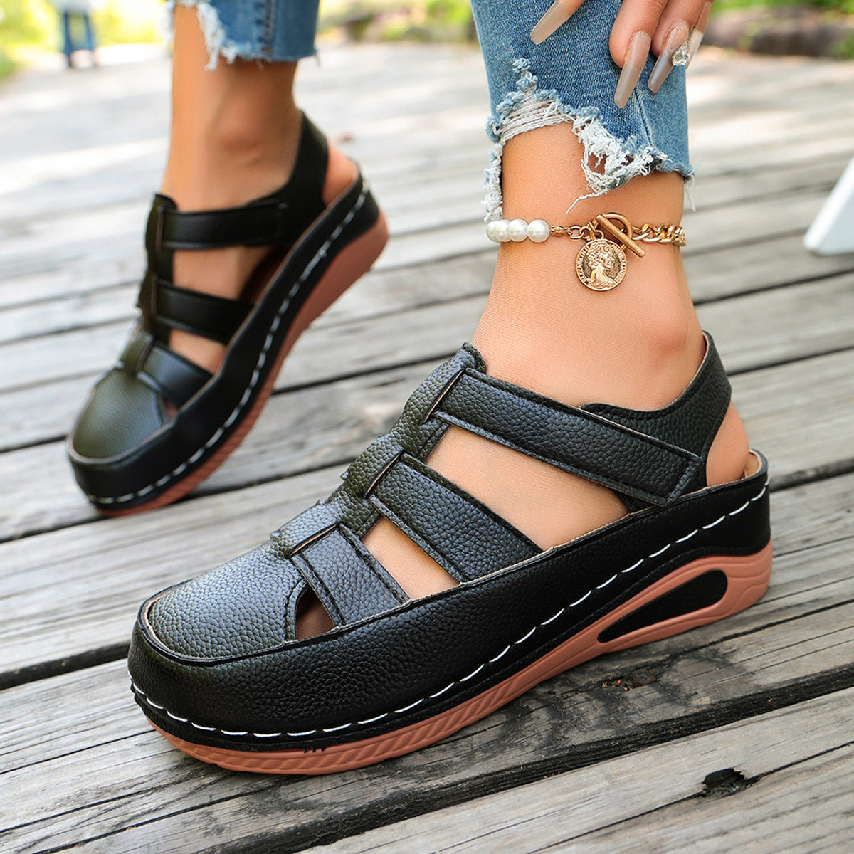 Sarah Express Breathable Wedge Platform Roman Sandals