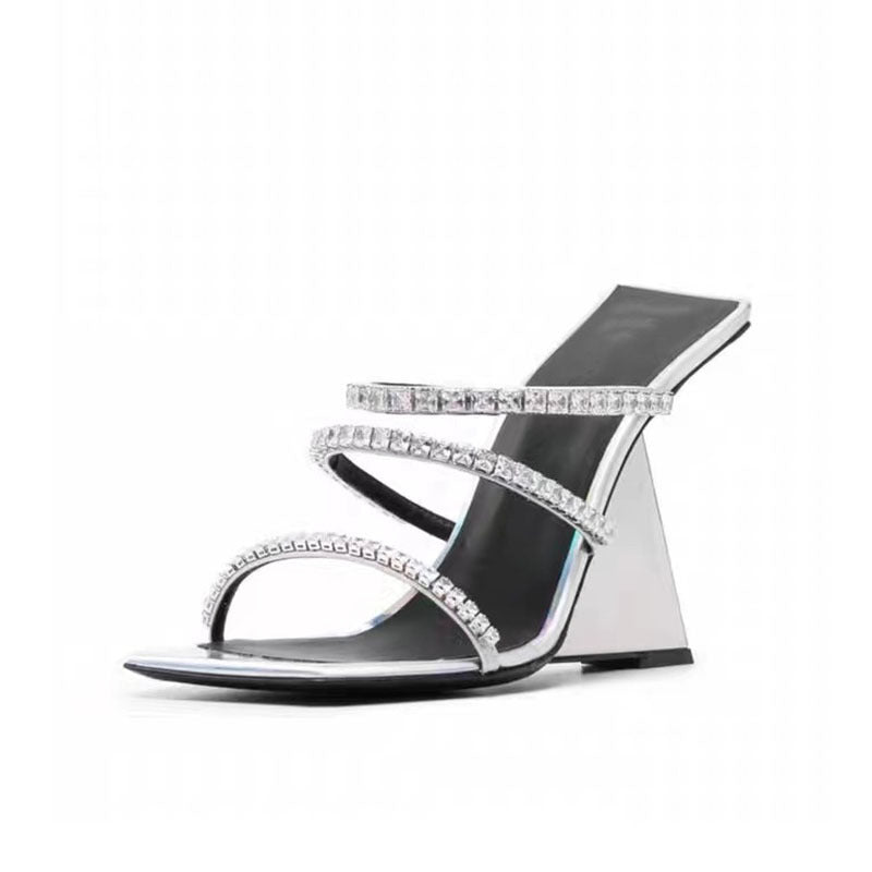 Sarah Express Patent Leather Square Toe Wedge Sandals