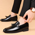 Sarah Express Men's Tassel Pointed Toe Business Loafers Black