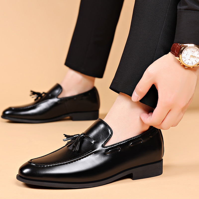 Sarah Express Men's Tassel Pointed Toe Business Loafers Black