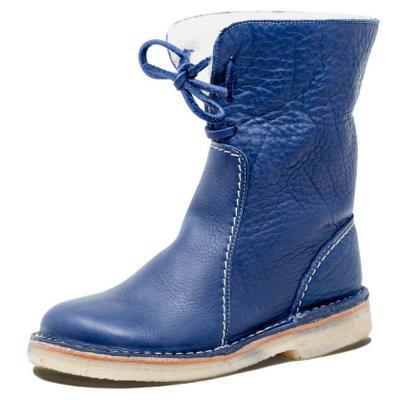 Sarah Express Women's Plush Lined Winter Snow Boots Blue