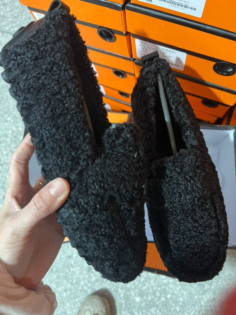 Sarah Express Plush Lamb Wool Slip On Loafers