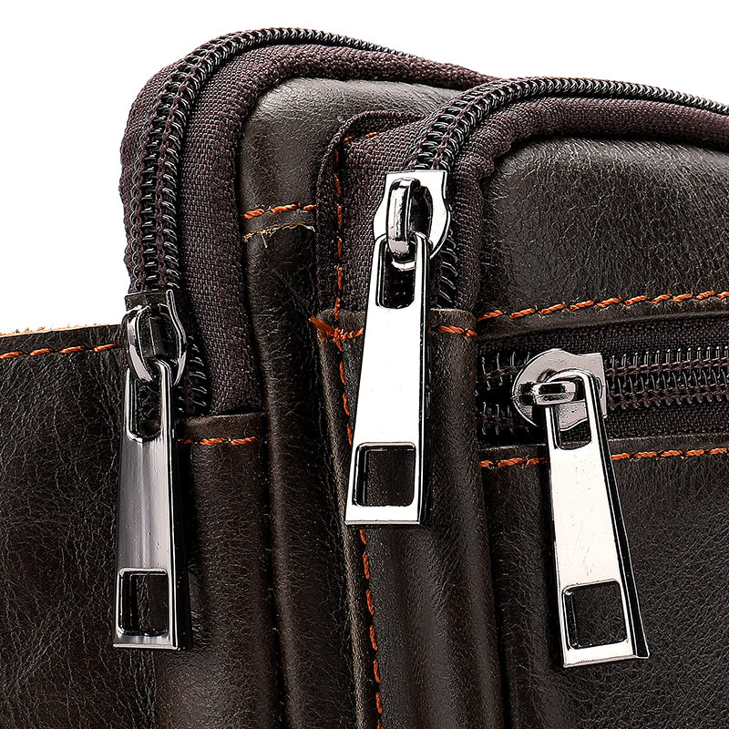 Sarah Express Leather Belt Bag with Zipper Pockets