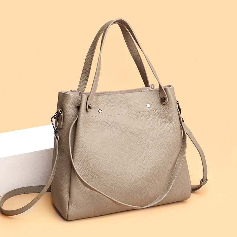 Sarah Express Genuine Leather Bucket Tote Bag