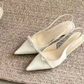 New Spring & Summer Cool Tone Gentle High Heels, Versatile Bow Pointed Toe Stiletto Back Cutout Pumps – product detail