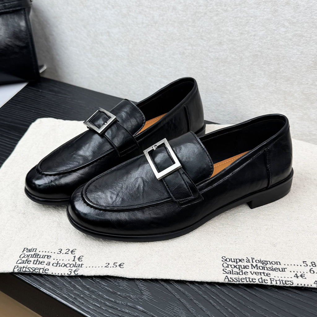 Sarah Express Round-Toe Metal Buckle Slip-On Flats