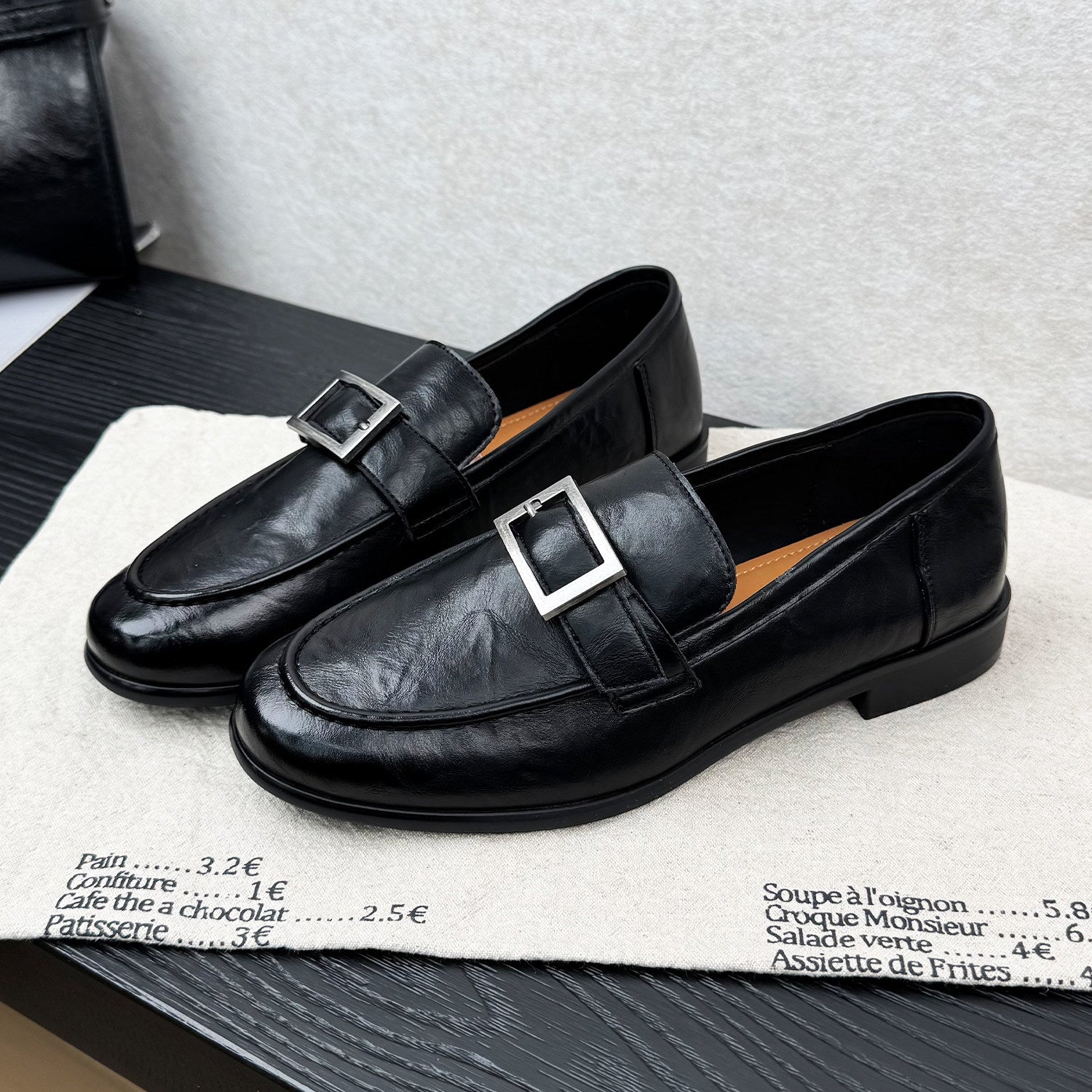 Sarah Express Round-Toe Metal Buckle Slip-On Flats