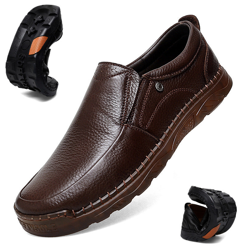 Sarah Express Men's Low-Top Slip-On Cowhide Casual Loafers