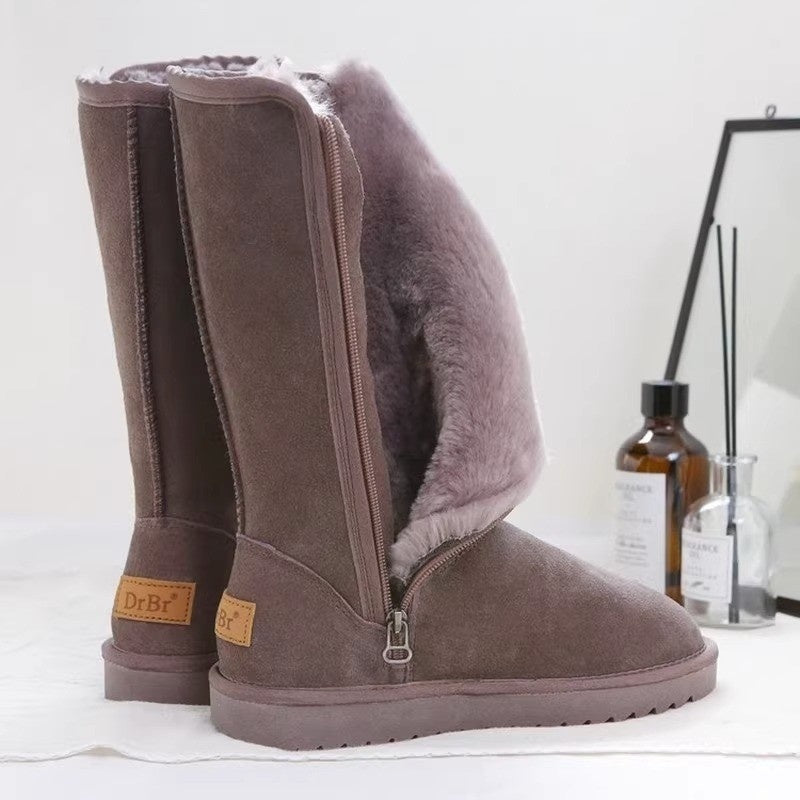 Sarah Express Fleece-Lined Suede Winter Boots Side Zipper