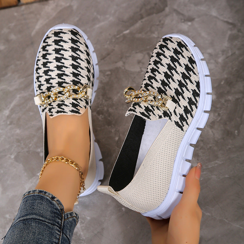 Sarah Express Houndstooth Chain Mesh Breathable Loafers