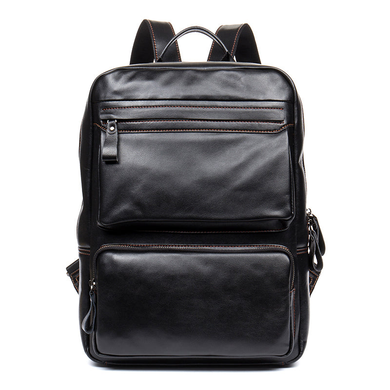 Sarah Express Cowhide Leather Travel Backpack Black
