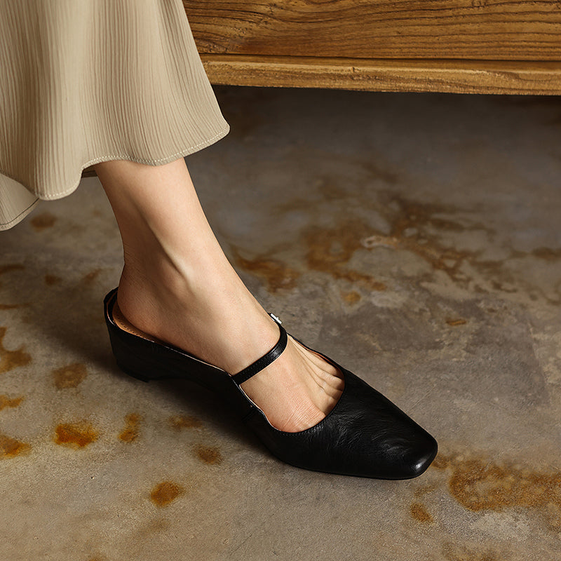 Sheepskin Mary Jane Block Heel Mules – heel profile alternate view 3