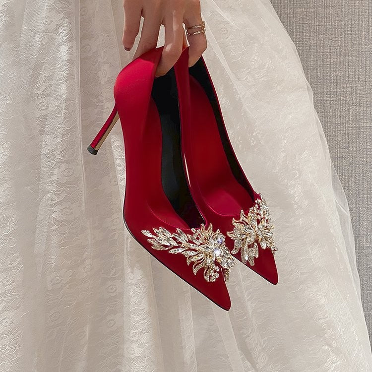 Sarah Express Pointed Toe Rhinestone High Heel Pumps