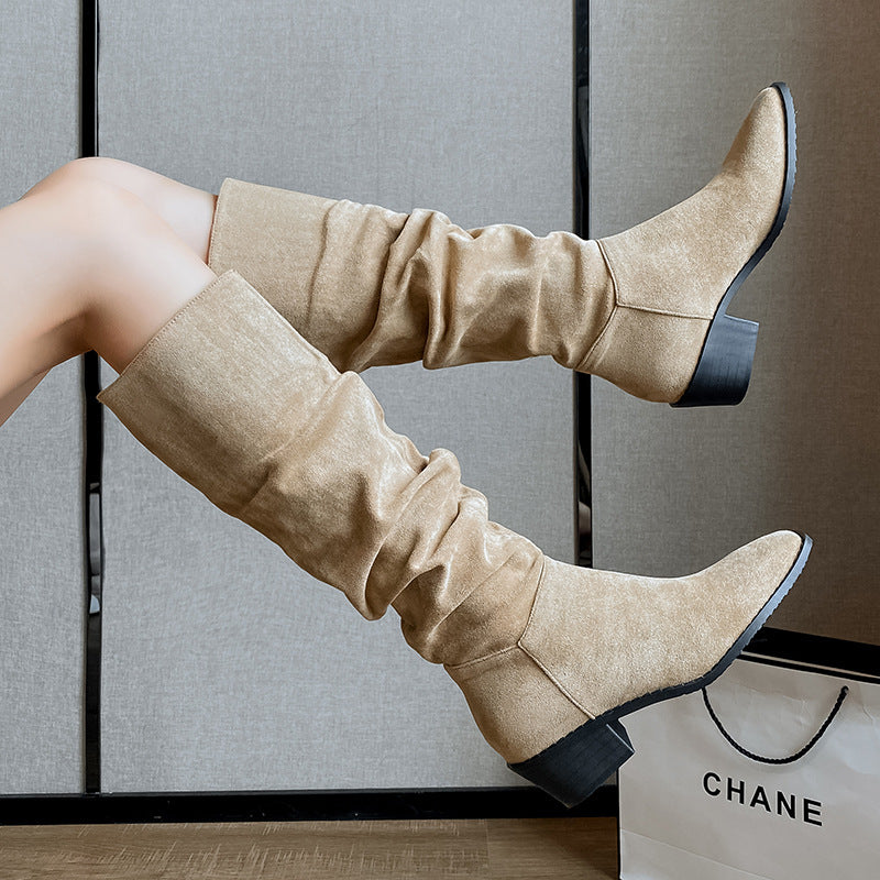 Sarah Express Mid-Calf Suede Slouch Boots