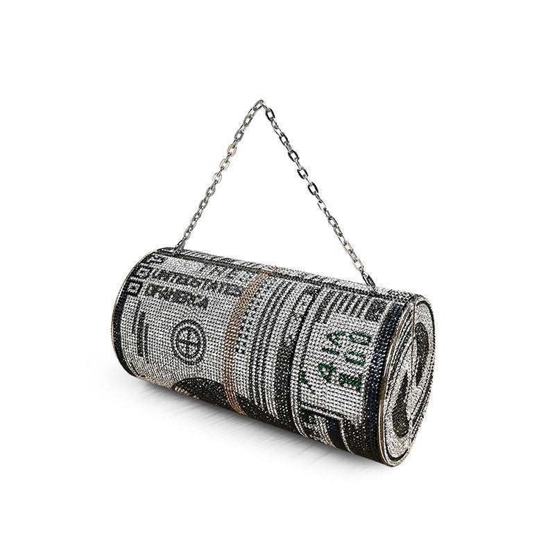 Sarah Express Crystal Embellished Money Roll Evening Clutch