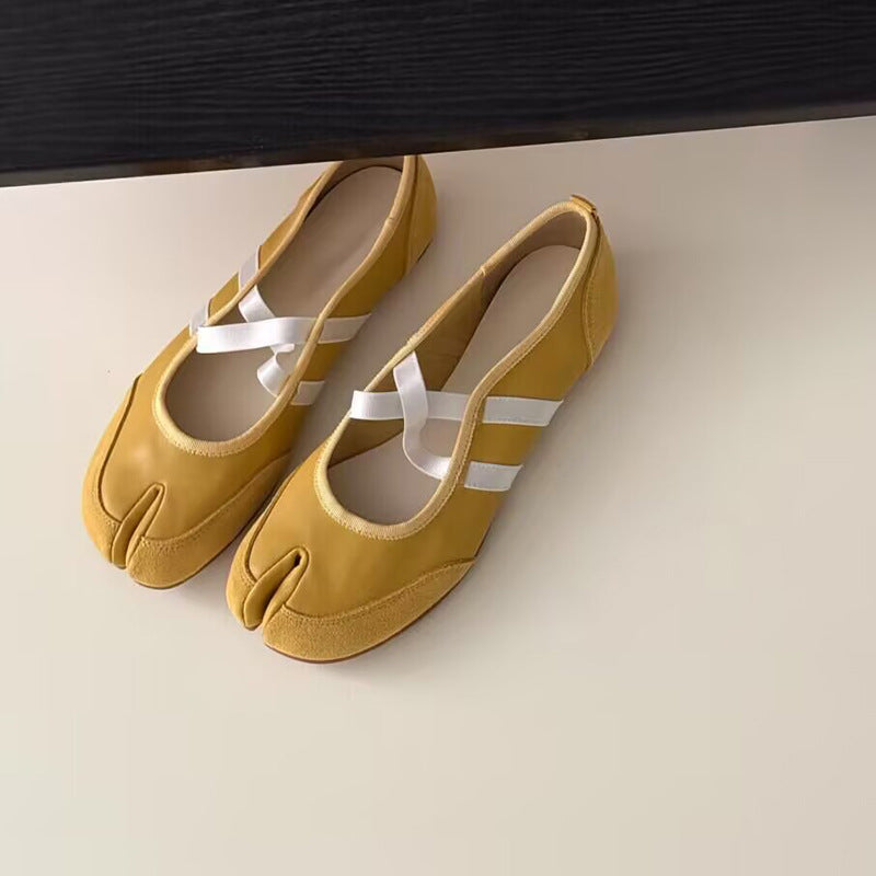 Sarah Express Women's Cross-Strap Flat Clog Shoes Yellow