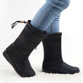 Sarah Express Waterproof Silk Platform Winter Snow Boots Black