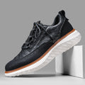 Sarah Express Men's Breathable Woven Texture Casual Sneakers Black
