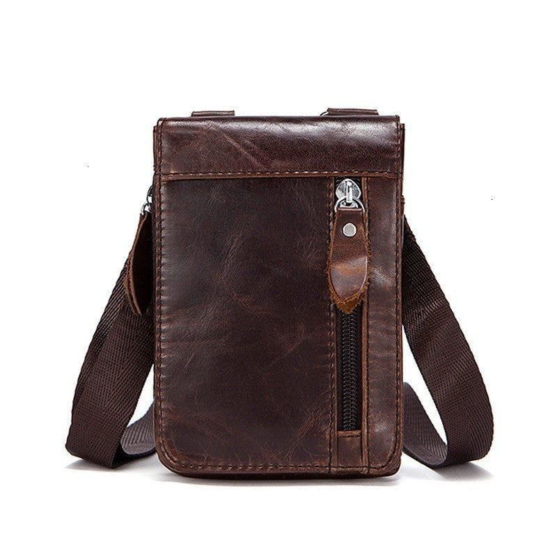 Sarah Express Compact Leather Messenger Waist Bag Oil coffee