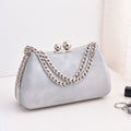 Sarah Express Embossed Chain Lock Evening Crossbody Bag Silver