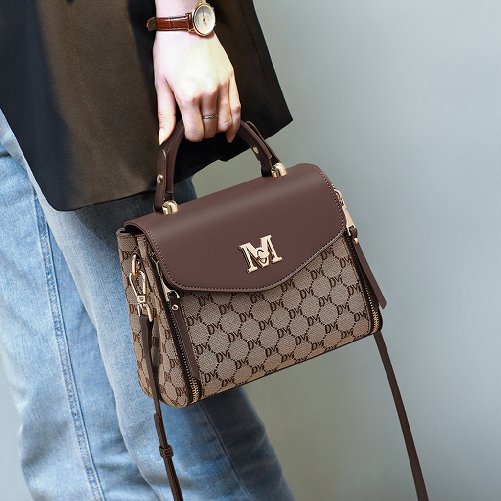 Sarah Express Structured Patterned Crossbody Bag Brown Viney