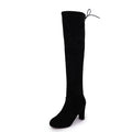 Sarah Express Knee High Suede Thick Heel Boots Black