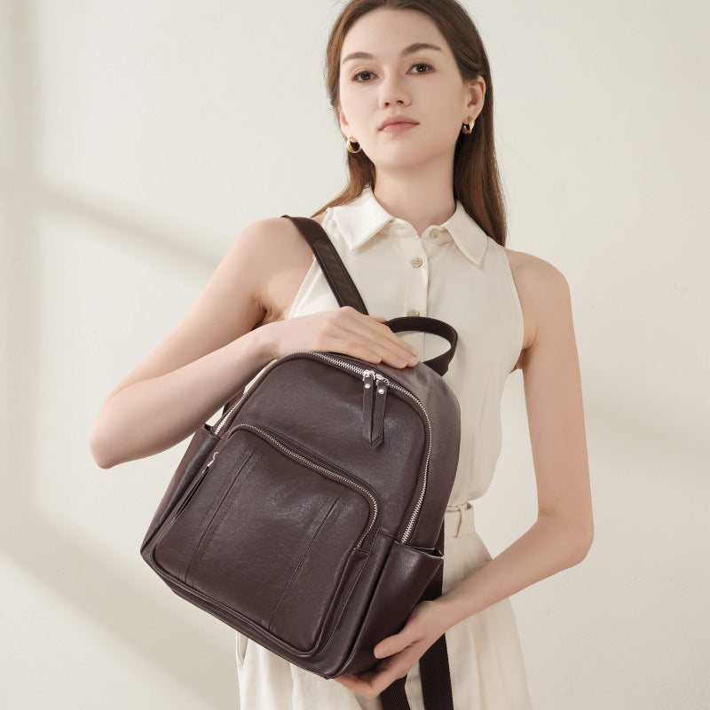 Sarah Express Genuine Cowhide Leather Travel Backpack
