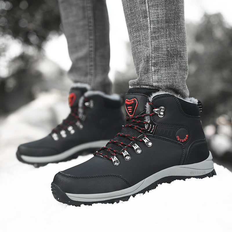 Sarah Express Men's Plush Lined Winter Hiking Boots Black plus