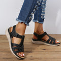 Sarah Express Roman Style Platform Sandals With Velcro Black