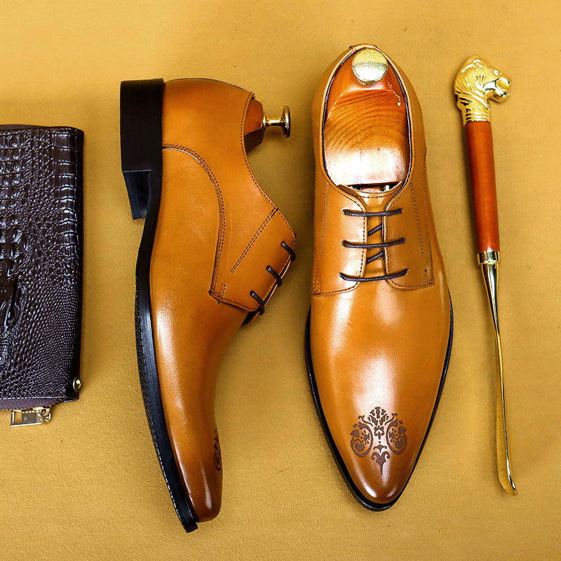 Sarah Express Men's Carved Pointed Toe Business Shoes