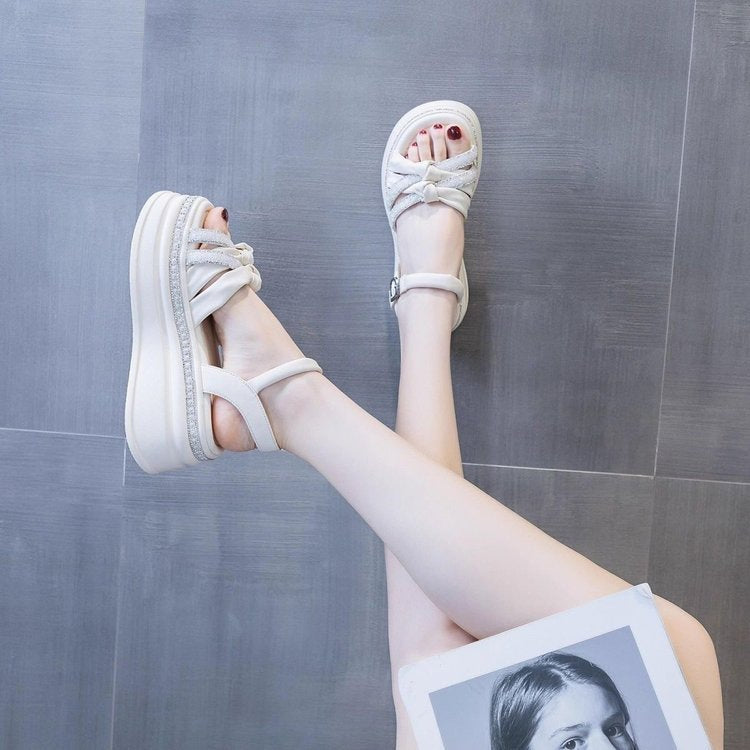 Sarah Express Platform Wedge Sandals with Buckle Closure