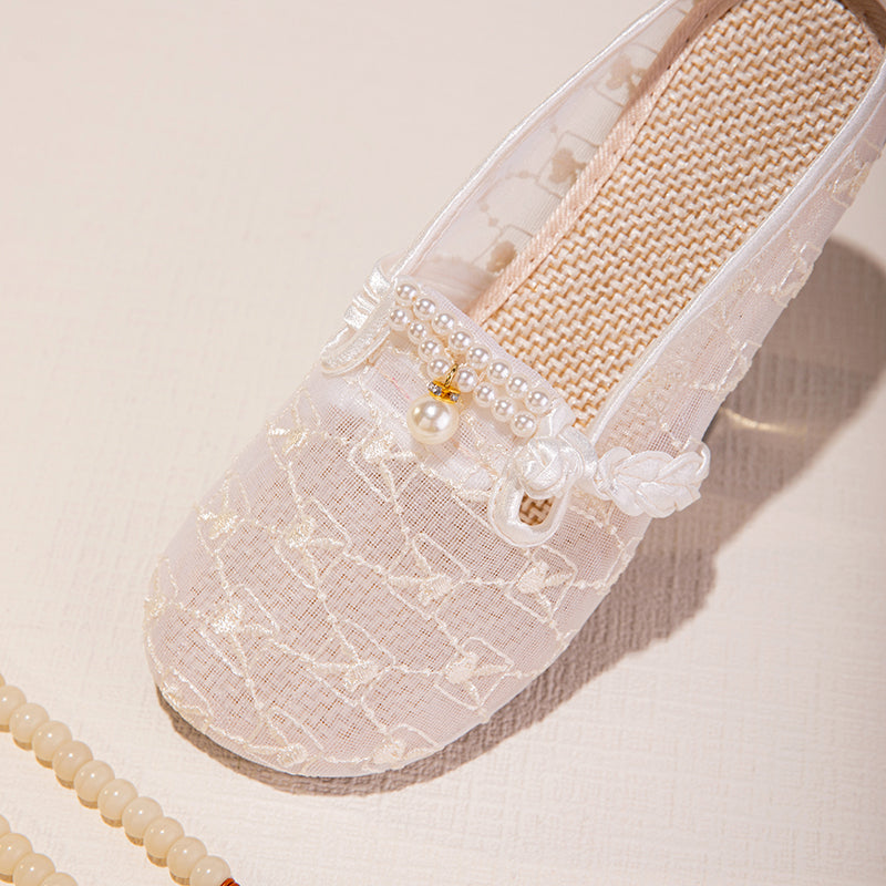 Sarah Express Embroidered Mesh Slip-On Summer Sandals