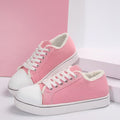 Sarah Express Women's Lace-Up Canvas Casual Sneakers Pink