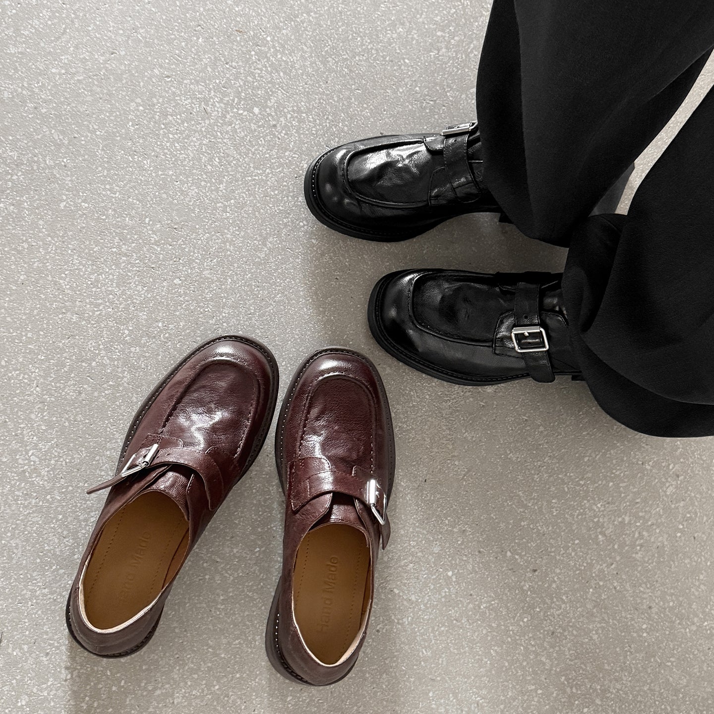 Sarah Express Washed Leather Monk Strap Loafers