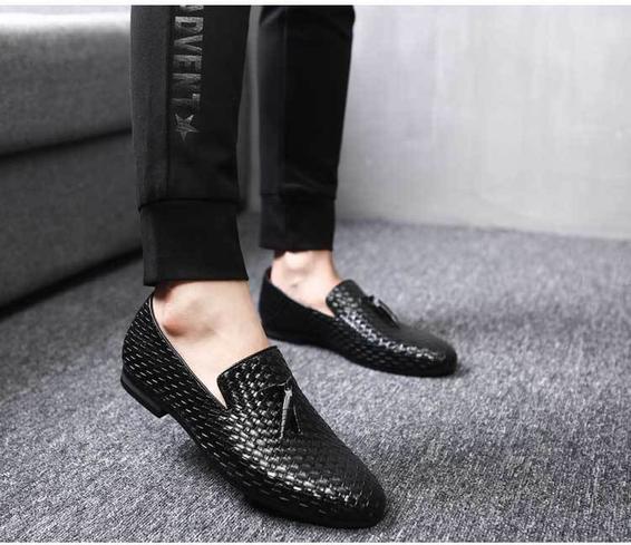 Sarah Express Woven Tassel Men Loafers Black