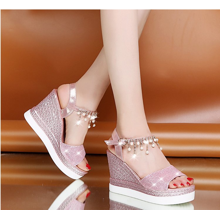 Sarah Express Beaded Platform Wedge Sandals