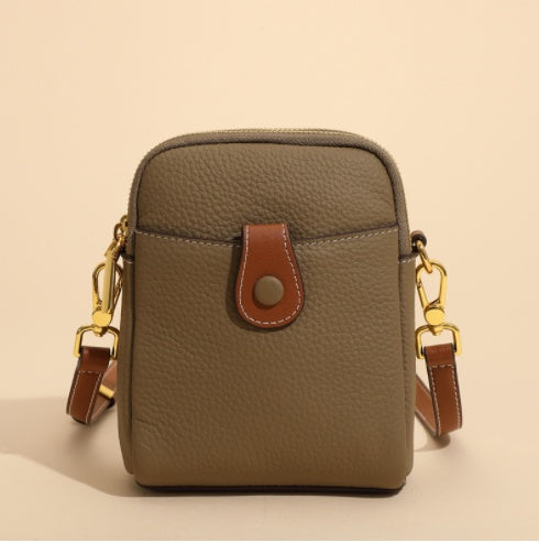 Sarah Express Lychee Pattern Small Leather Crossbody Bag Khaki