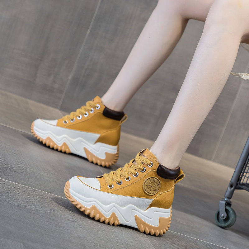 Sarah Express High-Top Wedge Sneakers with Perforated Detail