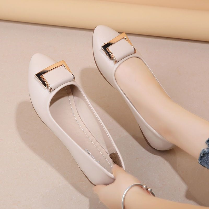 Sarah Express Buckle Detail Block Heel Loafers