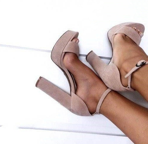 Sarah Express Women's Chunky Platform Ankle Strap Heels