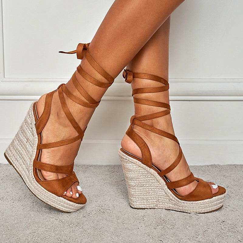Sarah Express Women's Strappy Foam Platform Wedge Sandals