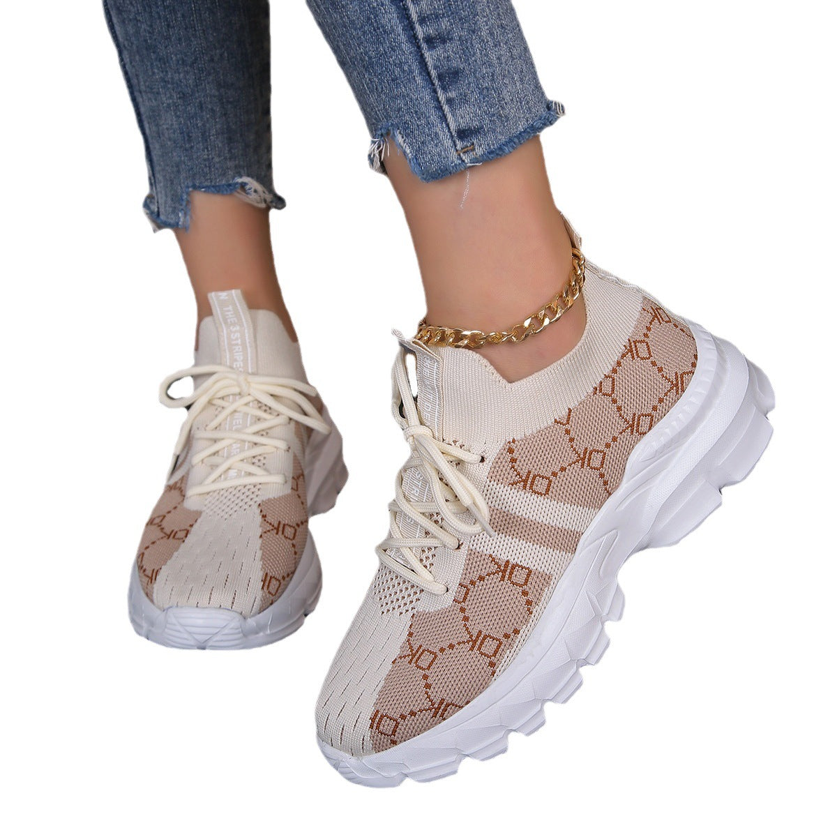 Sarah Express Women's Breathable Mesh Lace-Up Sneakers