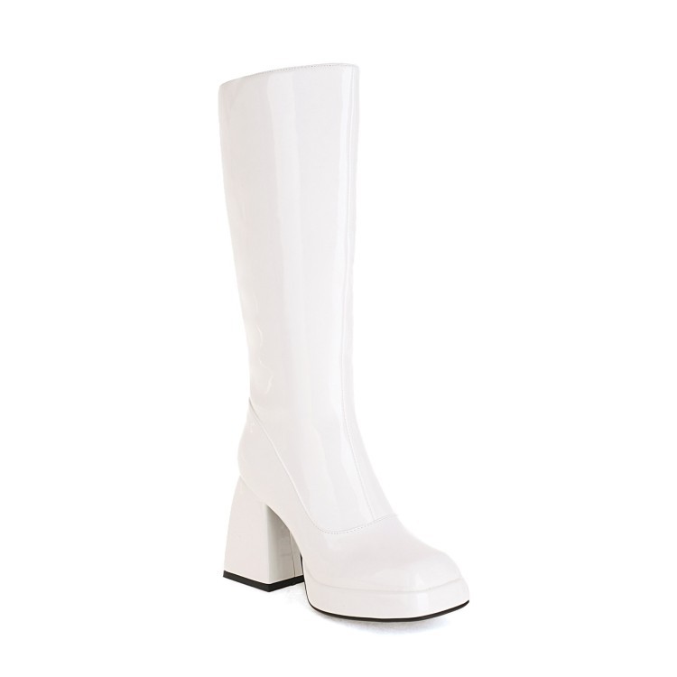 Sarah Express Candy Color Waterproof Platform High Boots White